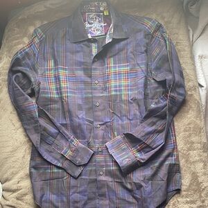 Men's Plaid Button-Down Shirt - Purple Multi